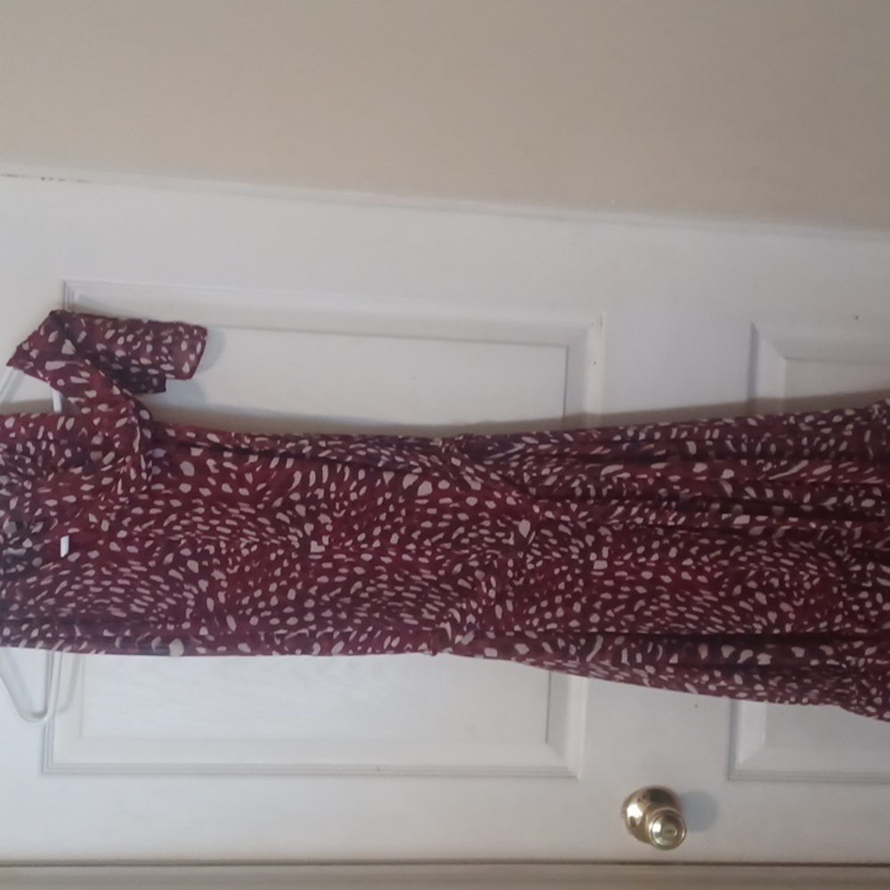 Banana Republic Red and White Midi Dress